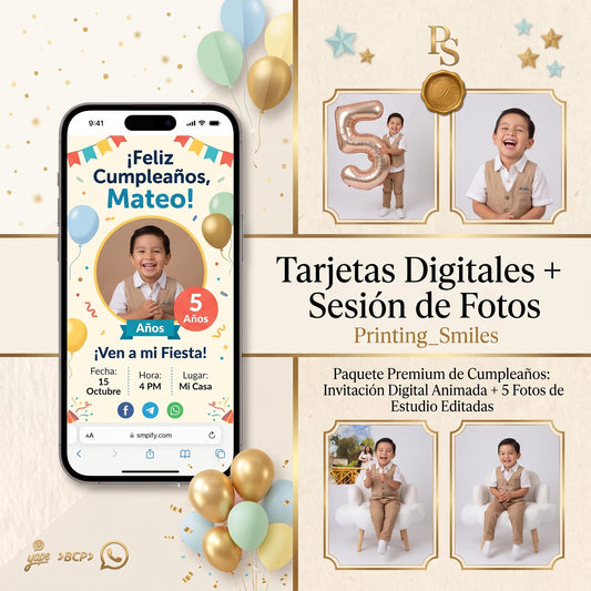 tarjeta digitales + sesion de fotos