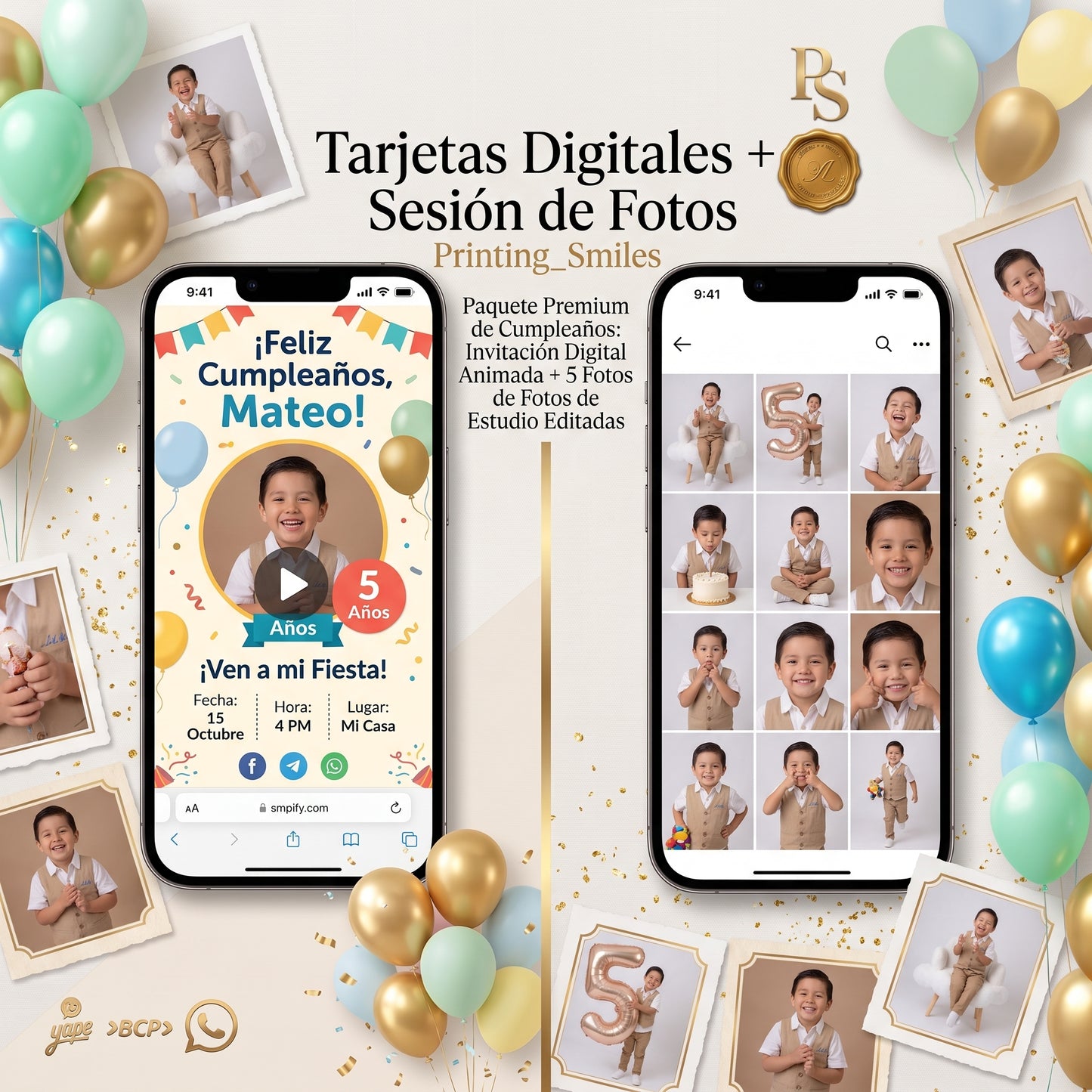tarjeta digitales + sesion de fotos